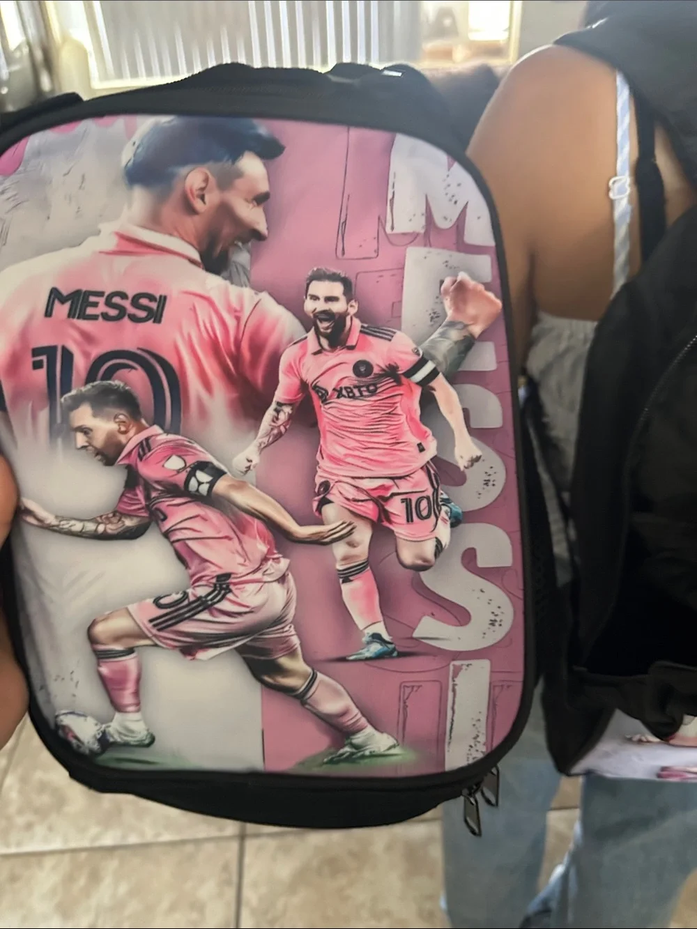 Youth MESSI Pink Soccer Graphic Backpack